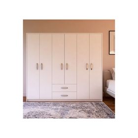 Metalia GM319 Delüx 6 Kapılı 2 Çekmeceli Beyaz Gardolap