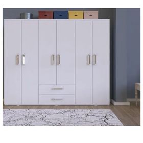 Metalia GM319 Delüx 6 Kapılı 2 Çekmeceli Beyaz Gardolap
