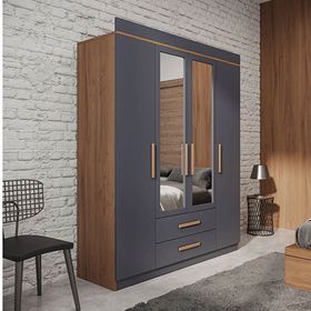 Metalia GM815 Nisa Delüx 4 Kapı 2 Çekmeceli Gardrop