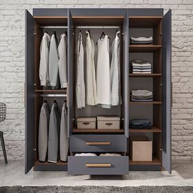 Metalia GM815 Nisa Delüx 4 Kapı 2 Çekmeceli Gardrop