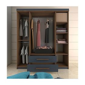 Metalia GM817 Perla Lüx 4 Kapılı 2 Çekmeceli Ceviz Antrasit Gri Gardrop