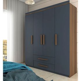 Metalia GM817 Perla Lüx 4 Kapılı 2 Çekmeceli Ceviz Antrasit Gri Gardrop