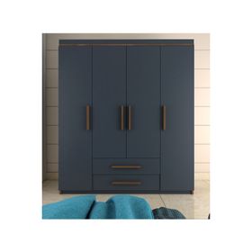 Metalia GM817 Perla Lüx 4 Kapılı 2 Çekmeceli Ceviz Antrasit Gri Gardrop