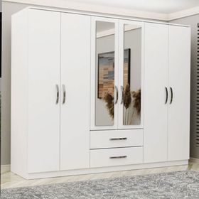Metalia Lüx 6 Kapılı 2 Çekmeceli Aynalı Gardrop