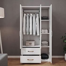 Metalia Snow 3 Kapaklı 2 Çekmeceli Gardrop