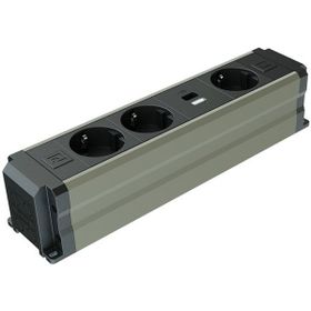Metalline Büro-Line Şampanya Eloksal Sıva Üstü Bürotik USB-A USB-C Priz Kutusu
