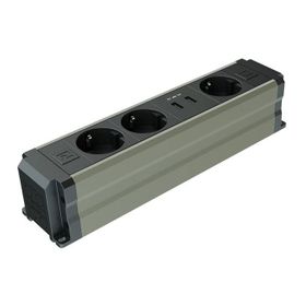 Metalline Büro-Line Usb Şampanya Eloksal Sıva Üstü Bürotik Priz Kutusu