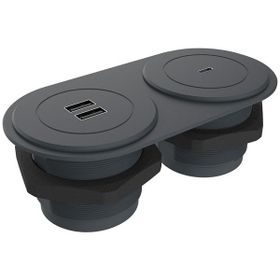 Metalline Circular-Line Antrasit Modüler USB Type C Hızlı Şarj Kutusu