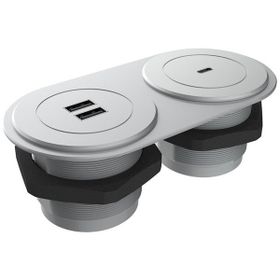 Metalline Circular-Line Gümüş Modüler USB Type C Hızlı Şarj Kutusu