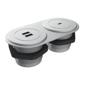 Metalline Circular-Line Gümüş Modüler USB Type C Hızlı Şarj Kutusu
