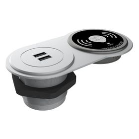 Metalline Circular-Line Gümüş Modüler Wireless USB Hızlı Şarj Kutusu