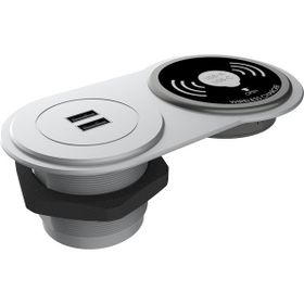 Metalline Circular-Line Gümüş Modüler Wireless USB Hızlı Şarj Kutusu
