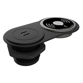 Metalline Circular-Line Siyah Modüler Wireless USB Hızlı Şarj Kutusu