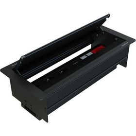 Metalline Duo-Line Siyah Çift Açılır Fırçalı USB-UPS-CAT6/3 Priz Kutusu