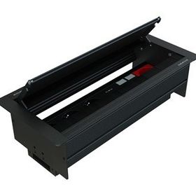 Metalline Duo-Line Siyah Çift Açılır Fırçalı USB-UPS-CAT6/3 Priz Kutusu