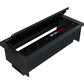Metalline Duo-Line Siyah Çift Açılır Fırçalı USB-UPS-CAT6/3 Priz Kutusu