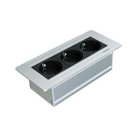 Metalline Flat-Line Eloksal Kapaksız Gömme Masaüstü Priz Kutusu