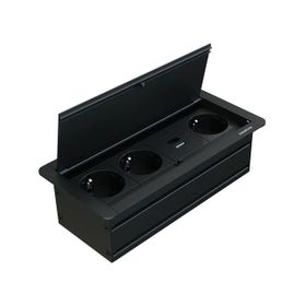 Metalline Klip-Line Siyah Bas Aç USB-A USB-C Priz Sistemi