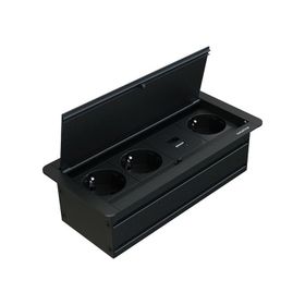 Metalline Klip-Line Siyah Bas Aç USB-A USB-C Priz Sistemi