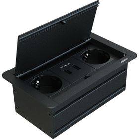 Metalline Klip Line Siyah Bas Aç USB Priz Sistemi