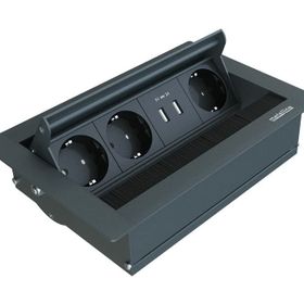 Metalline Revo-Line Antrasit Dönmeli Masaüstü USB Priz Kutusu