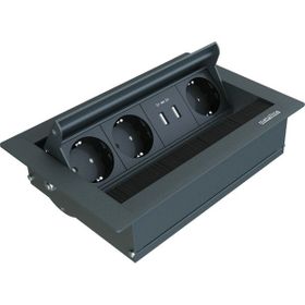Metalline Revo-Line Antrasit Dönmeli Masaüstü USB Priz Kutusu