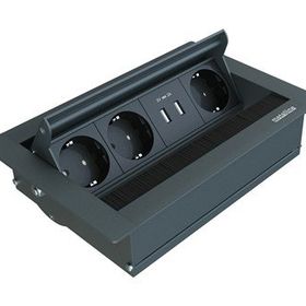 Metalline Revo-Line Antrasit Dönmeli Masaüstü USB Priz Kutusu