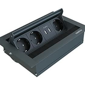 Metalline Revo-Line Antrasit Dönmeli Masaüstü USB Priz Kutusu