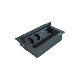 Metalline Revo-Line Antrasit Dönmeli Masaüstü USB Priz Kutusu