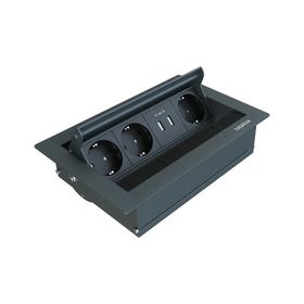 Metalline Revo-Line Antrasit Dönmeli Masaüstü USB Priz Kutusu