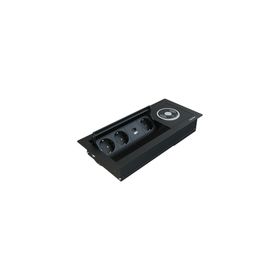 Metalline Revo-Line Siyah Dönmeli Masaüstü Wireless USB-A USB-C Priz Kutusu