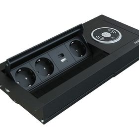 Metalline Revo-Line Siyah Dönmeli Masaüstü Wireless USB-A USB-C Priz Kutusu