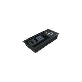 Metalline Revo-Line Siyah Dönmeli Masaüstü Wireless USB Priz Kutusu