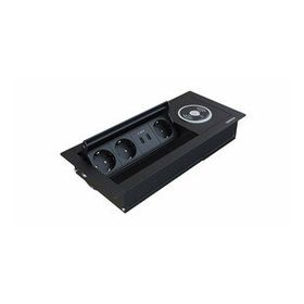 Metalline Revo-Line Siyah Dönmeli Masaüstü Wireless USB Priz Kutusu