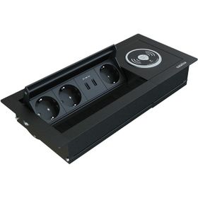 Metalline Revo-Line Siyah Dönmeli Masaüstü Wireless USB Priz Kutusu