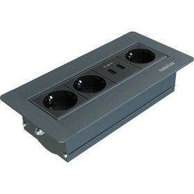 Metalline Sole-Line Antrasit Dönmeli Masaüstü USB Priz Kutusu