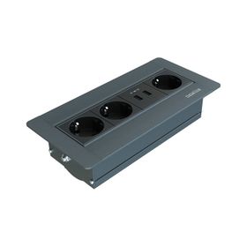 Metalline Sole-Line Antrasit Dönmeli Masaüstü USB Priz Kutusu