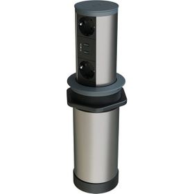 Metalline Tower-Line Antrasit Bas Aç Masaüstü USB Priz Kutusu