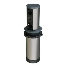 Metalline Tower-Line Antrasit Bas Aç Masaüstü USB Priz Kutusu