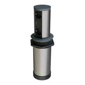 Metalline Tower-Line Antrasit Bas Aç Masaüstü USB Priz Kutusu