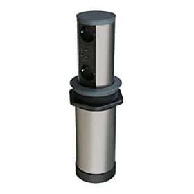 Metalline Tower-Line Antrasit Bas Aç Masaüstü USB Priz Kutusu