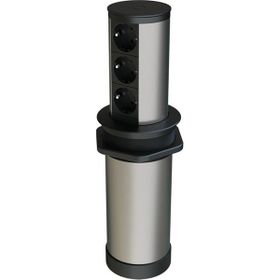 Metalline Tower-Line Siyah Bas Aç Masaüstü Priz Kutusu