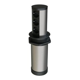 Metalline Tower-Line Siyah Bas Aç Masaüstü Priz Kutusu