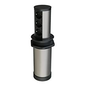 Metalline Tower-Line Siyah Bas Aç Masaüstü Priz Kutusu