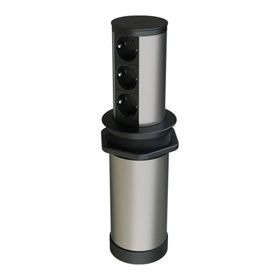 Metalline Tower-Line Siyah Bas Aç Masaüstü Priz Kutusu