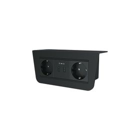 Metalline Under-Line Siyah Tezgah Altı Priz ve USB Kutusu
