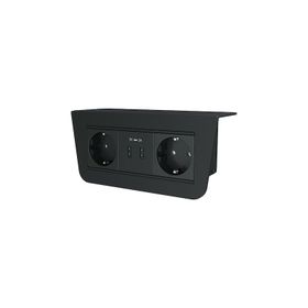 Metalline Under-Line Siyah Tezgah Altı Priz ve USB Kutusu