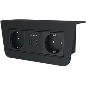 Metalline Under-Line Siyah Tezgah Altı Priz ve USB Kutusu