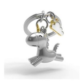 Metalmorphose MTM119-01 Gümüş 3D Uçan Unicorn Anahtarlık