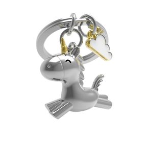 Metalmorphose MTM119-01 Gümüş 3D Uçan Unicorn Anahtarlık
